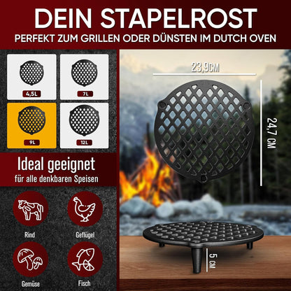 Gusseisen Stapelrost mit Beinen – Dreibein & Feuerrost9 LGusskönig