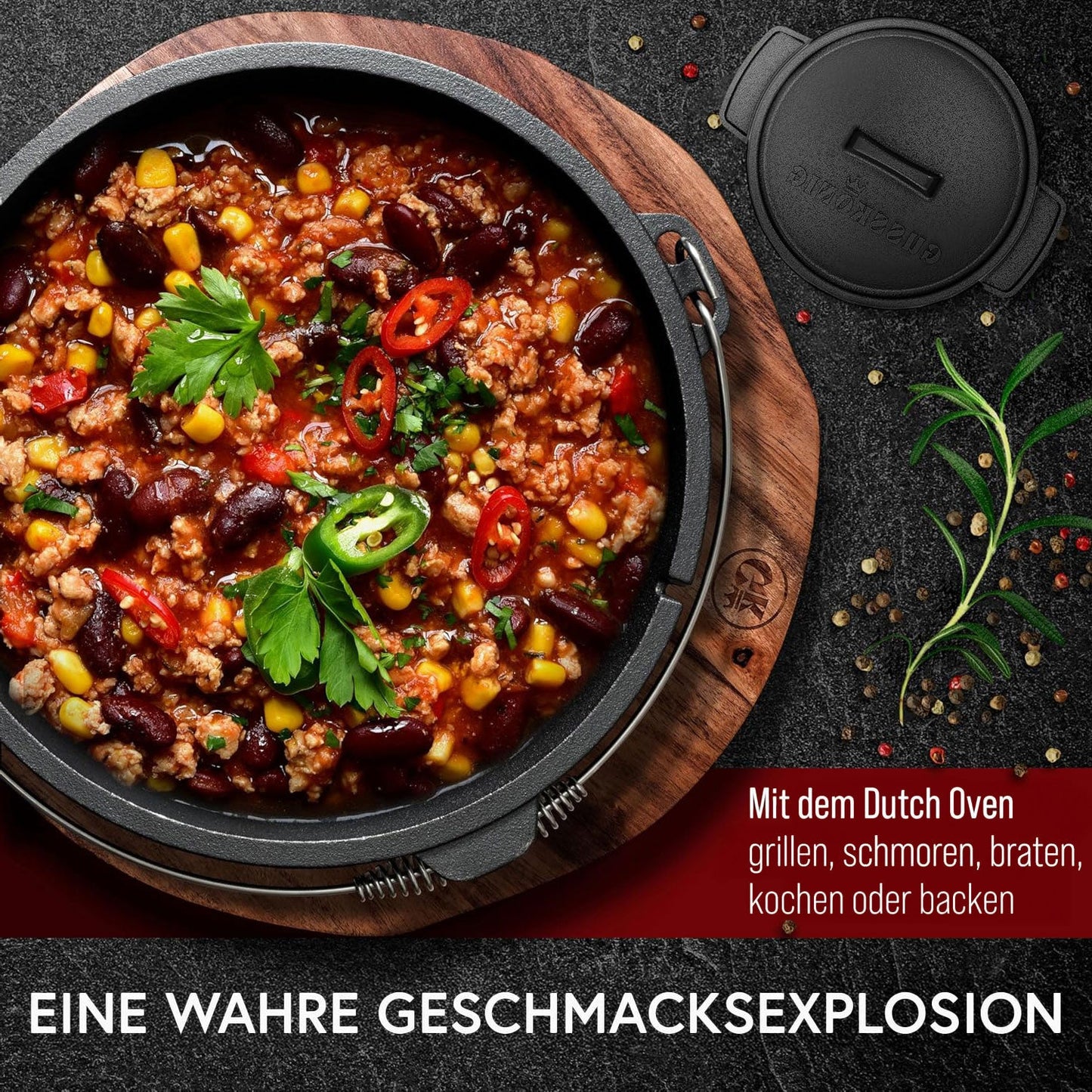 Gusseisen Topf - Set – Ideal zum Braten, Grillen & Schmoren10er SetGusskönig