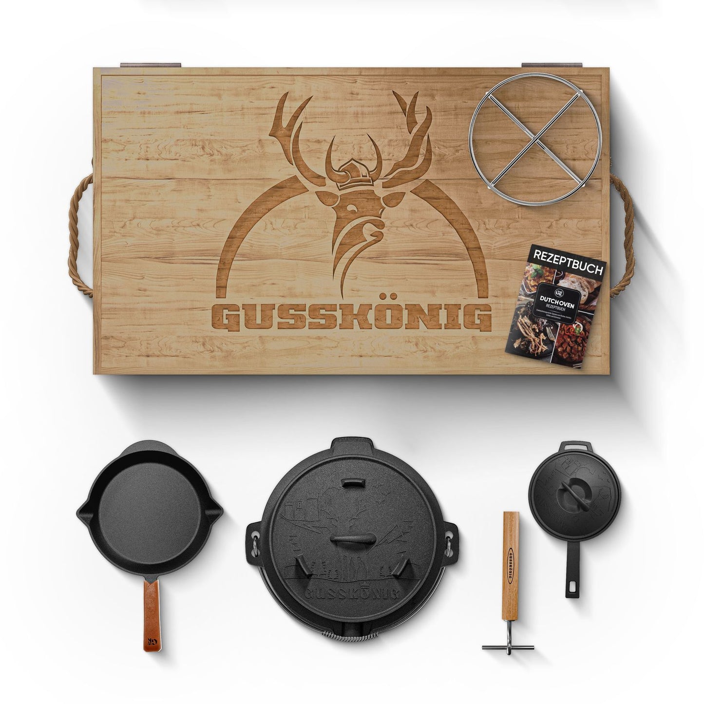 Gusseisen Topf - Set – Ideal zum Braten, Grillen & Schmoren8er SetGusskönig