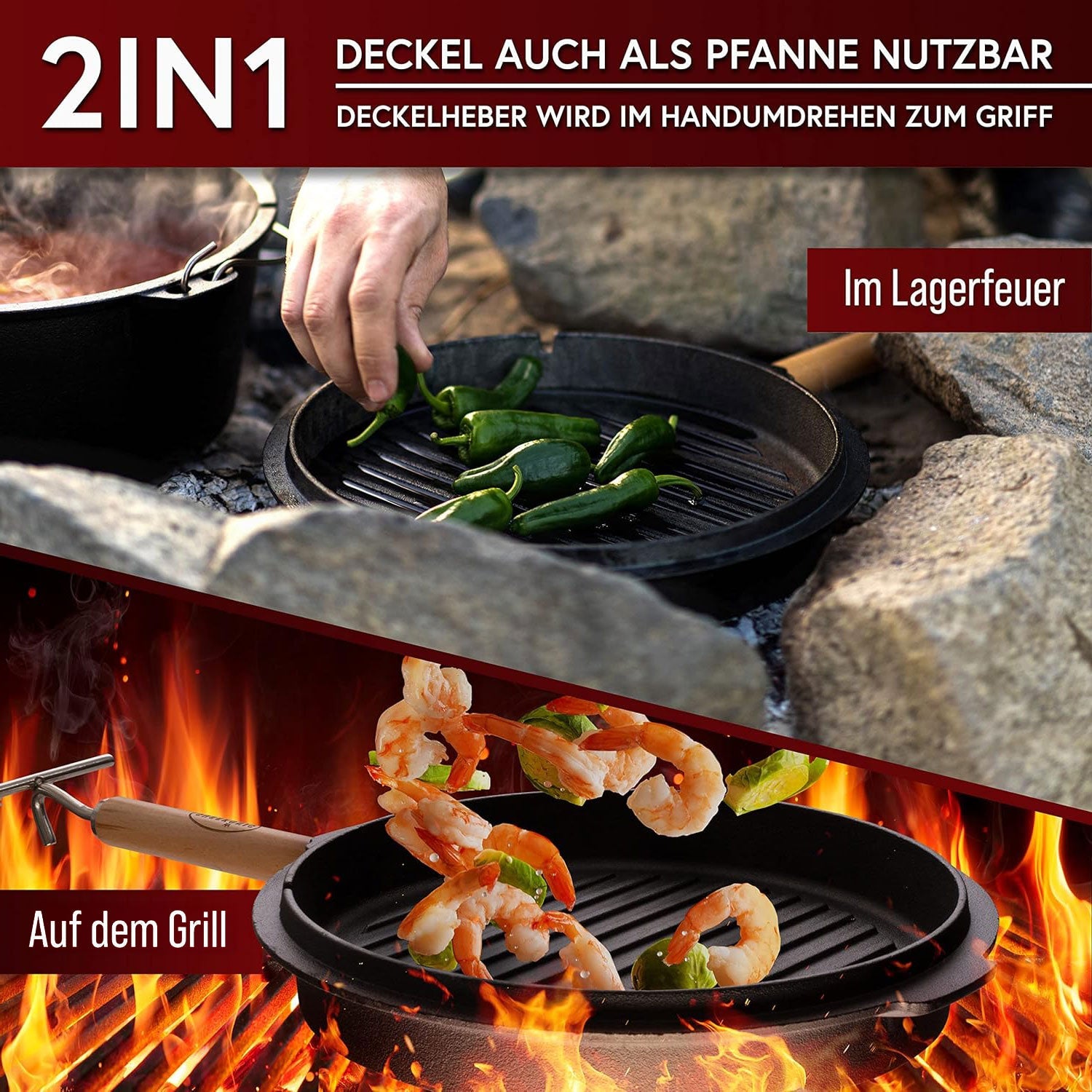Gusseisen Topf - Set – Ideal zum Braten, Grillen & Schmoren10er SetGusskönig