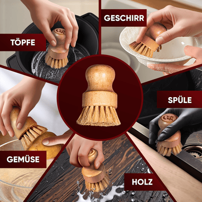 Holz-Spülbürste mit Sisal – schonend für Gusseisen--Gusskönig
