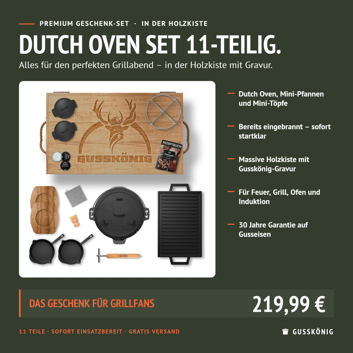 Gusskönig Holzkiste Set 11 Teile