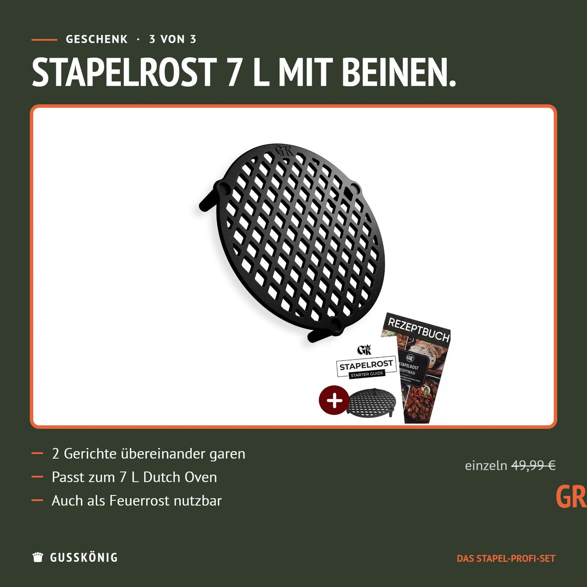 Geschenk im Set: Stapelrost 7 L mit Beinen