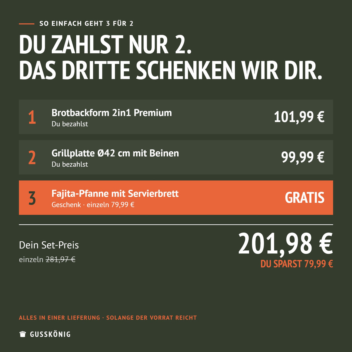 So einfach geht 3 für 2: Du zahlst nur 2 Produkte