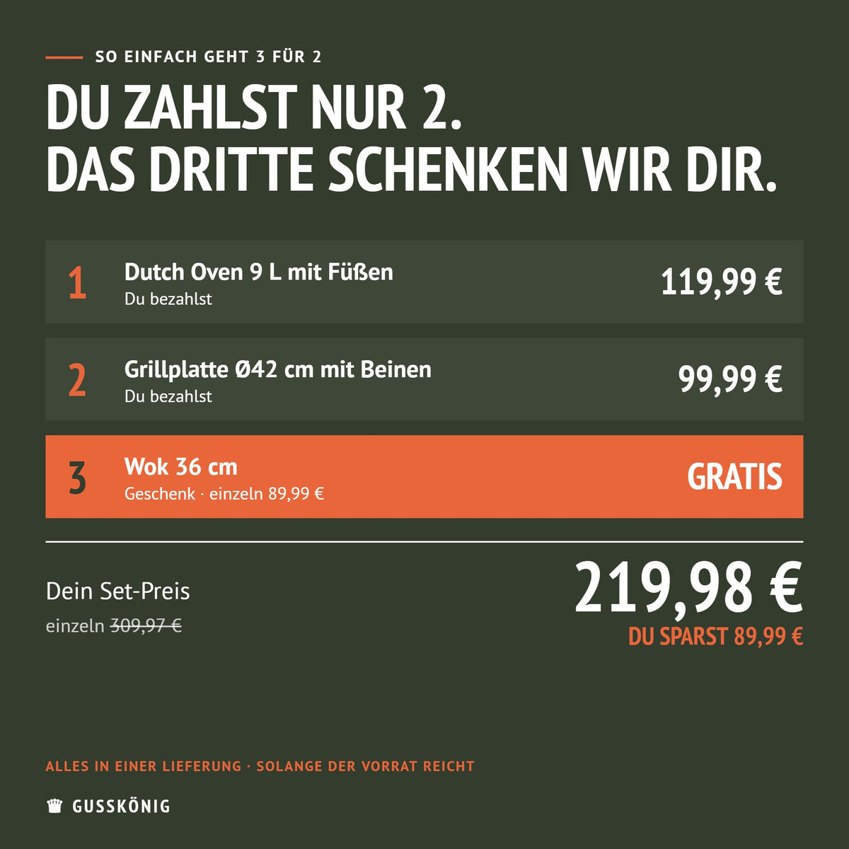 So einfach geht 3 für 2: Du zahlst nur 2 Produkte