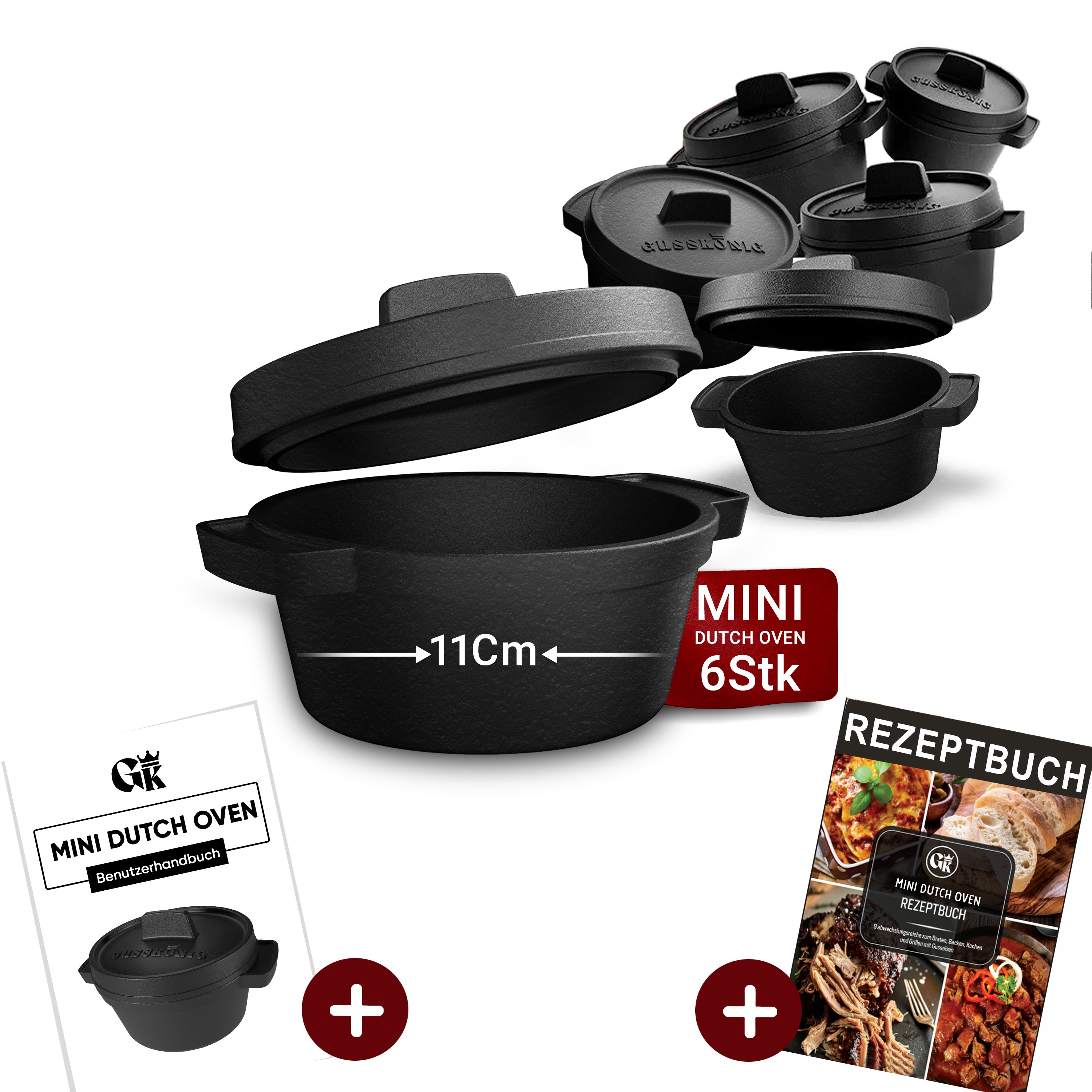 Dutch Oven Set Mini- 300ml Gusseisen Mini Topf mit Deckel