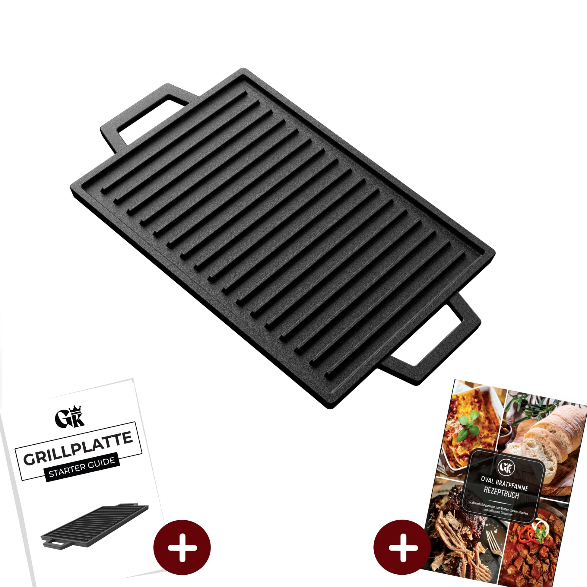 Rechteckige Gusseisen Grillplatte (33 cm)Ohne PflegepasteGusskönig