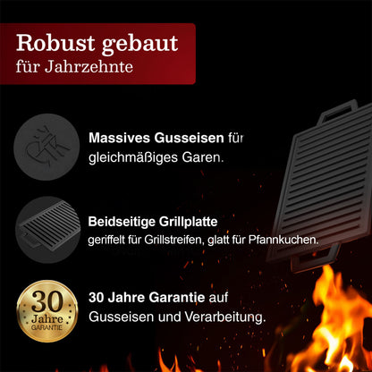 Rechteckige Gusseisen Grillplatte  (33 cm)