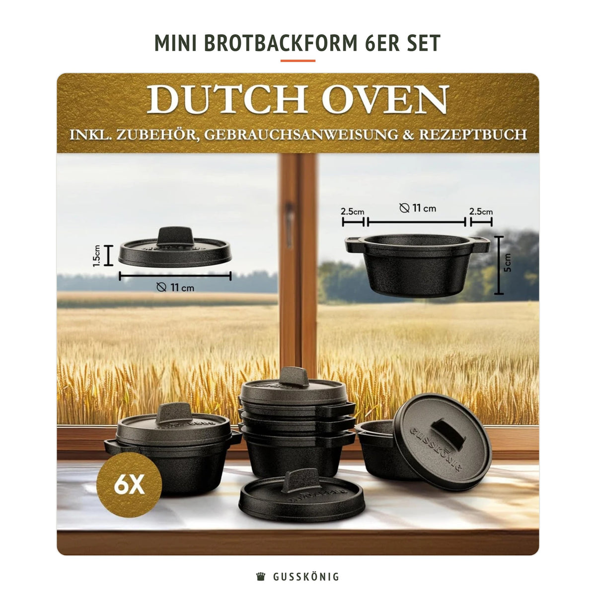 Gusskönig Mini Brotbackform 6er Set