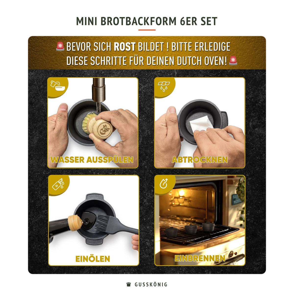 Gusskönig Mini Brotbackform 6er Set