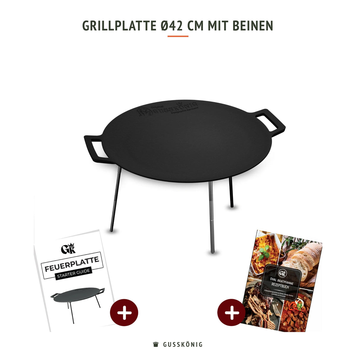 Gusskönig Grillplatte Ø42 cm mit Beinen