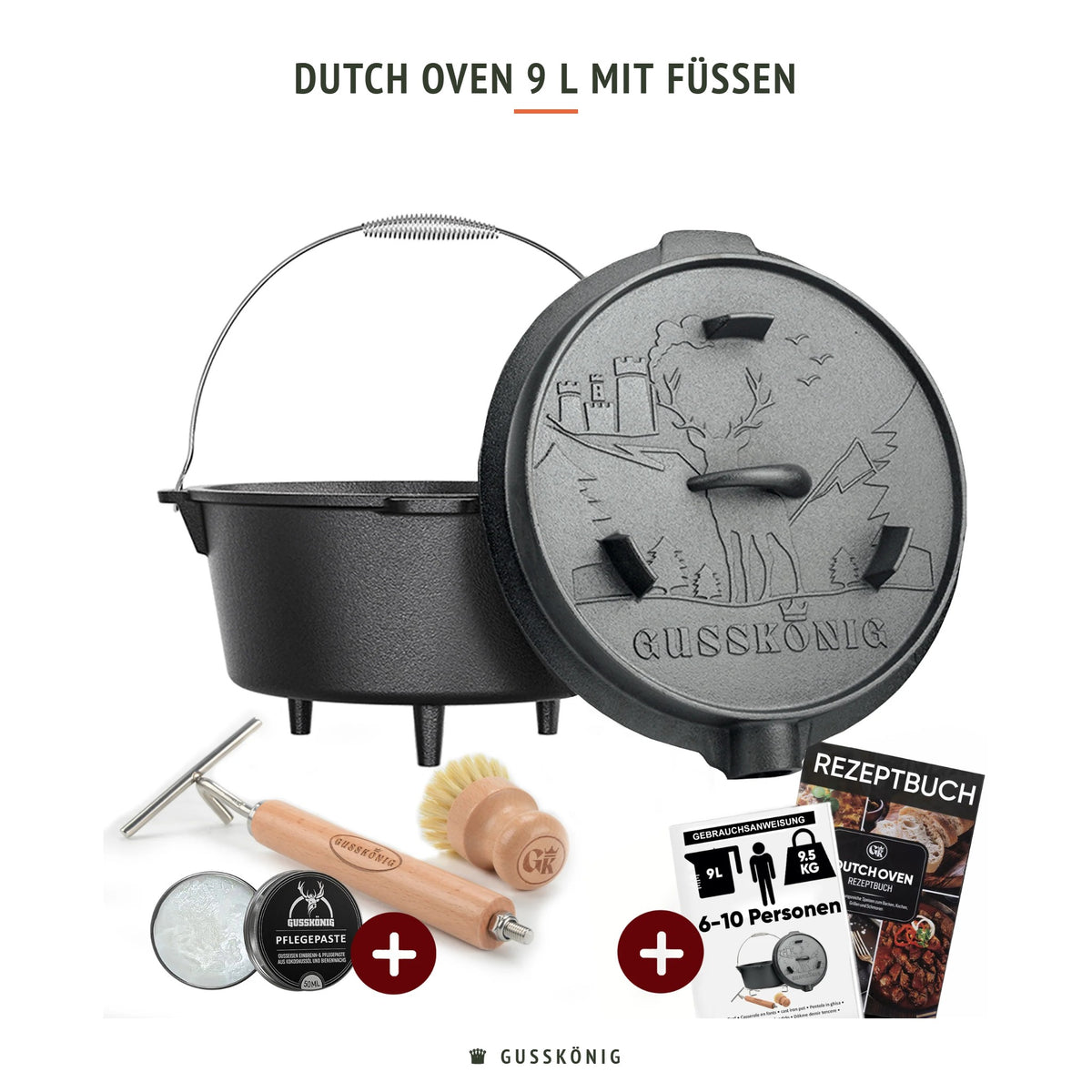 Gusskönig Dutch Oven 9 L mit Füßen
