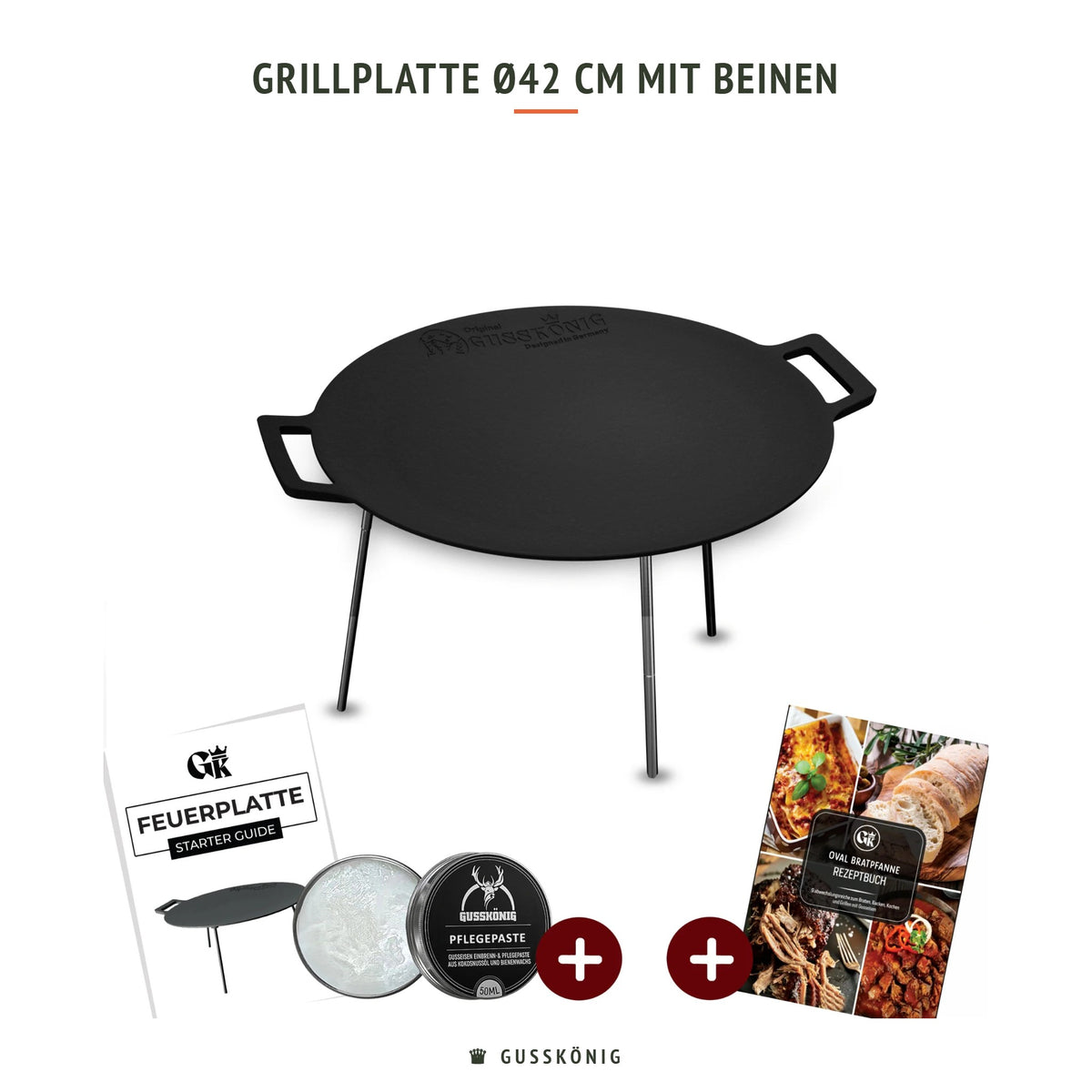 Gusskönig Grillplatte Ø42 cm mit Beinen
