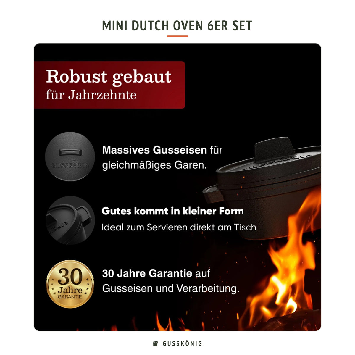 Gusskönig Mini Dutch Oven 6er Set