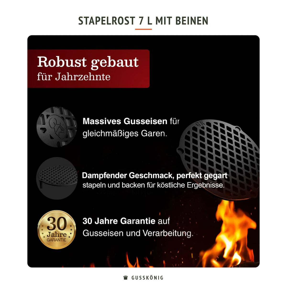 Gusskönig Stapelrost 7 L mit Beinen