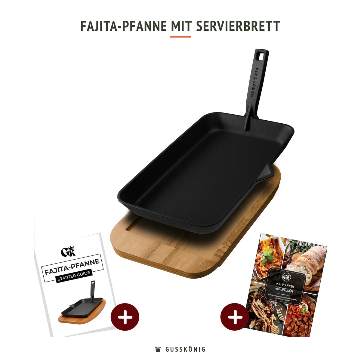 Gusskönig Fajita-Pfanne mit Servierbrett