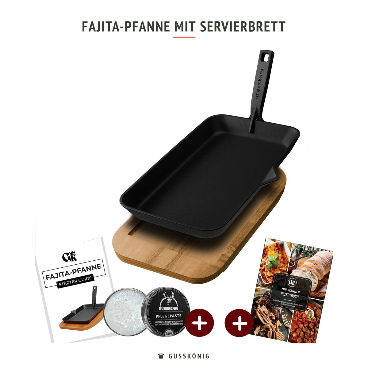 Gusskönig Fajita-Pfanne mit Servierbrett