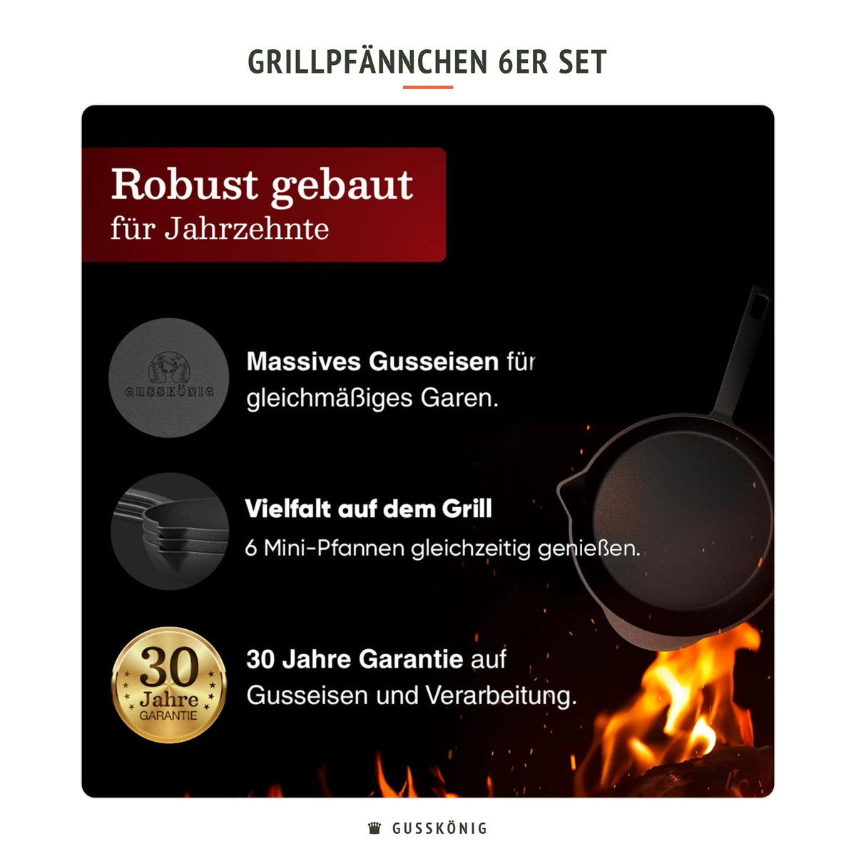 Gusskönig Grillpfännchen 6er Set