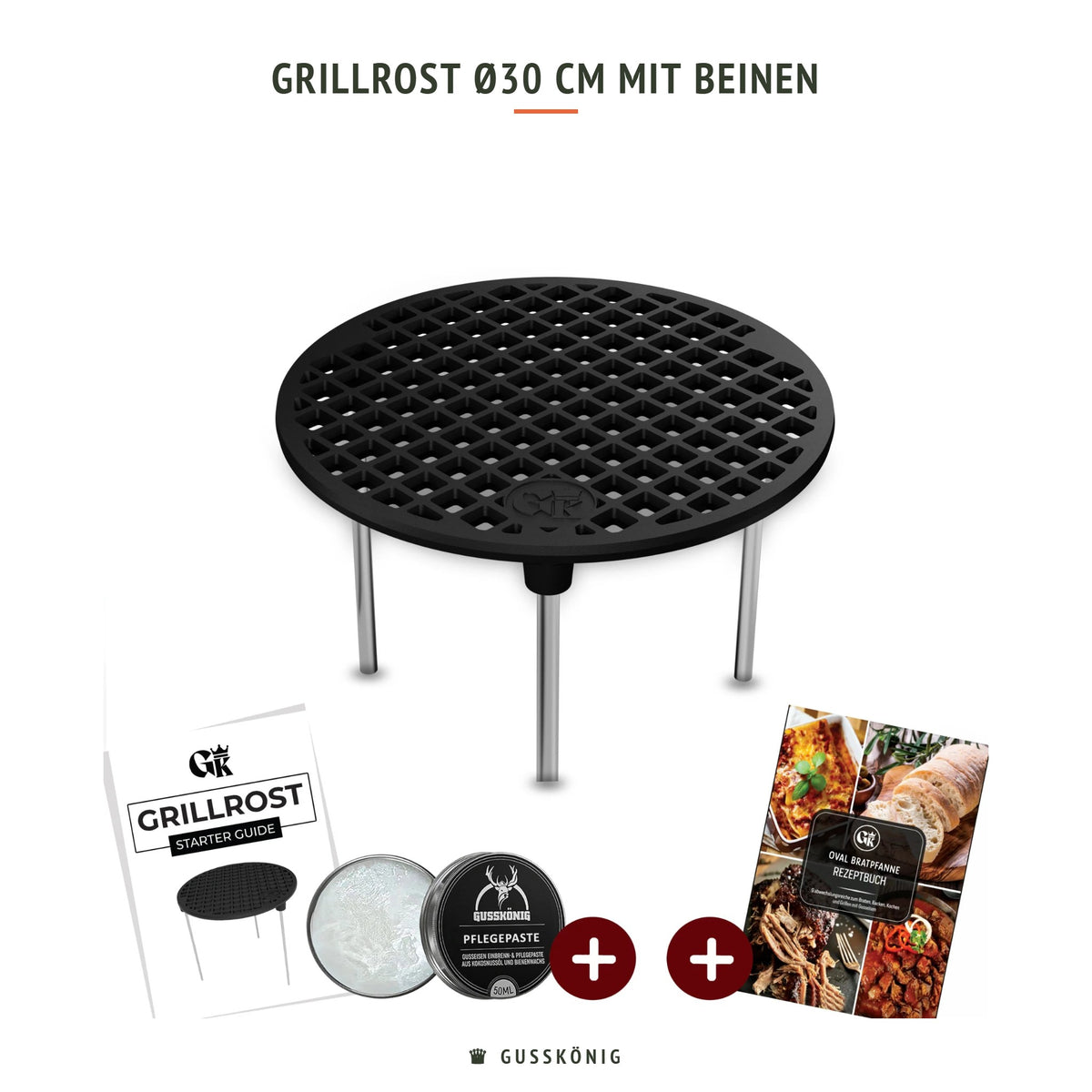 Gusskönig Grillrost Ø30 cm mit Beinen